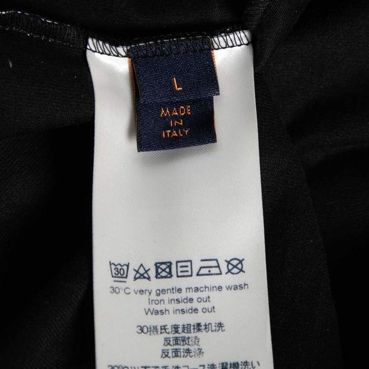 Pre Owned Louis Vuitton Black All-Over Logo Print Cotton Short Sleeve T-Shirt L