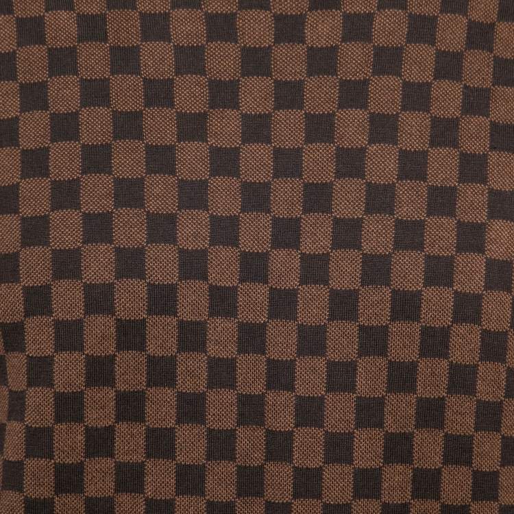 Pre Owned Louis Vuitton Brown Damier Ebene Intarsia Knit Sweater L