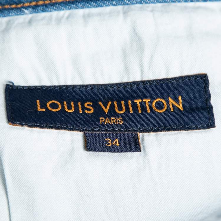 Pre Owned Louis Vuitton Light Blue Denim Jeans L Waist 34