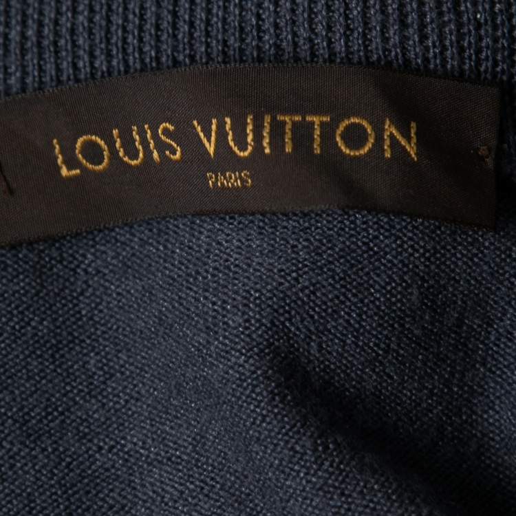 Pre Owned Louis Vuitton Grey Knit Zip Closure Jacket S