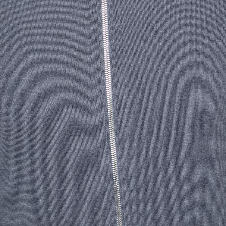 Pre Owned Louis Vuitton Grey Knit Zip Closure Jacket S