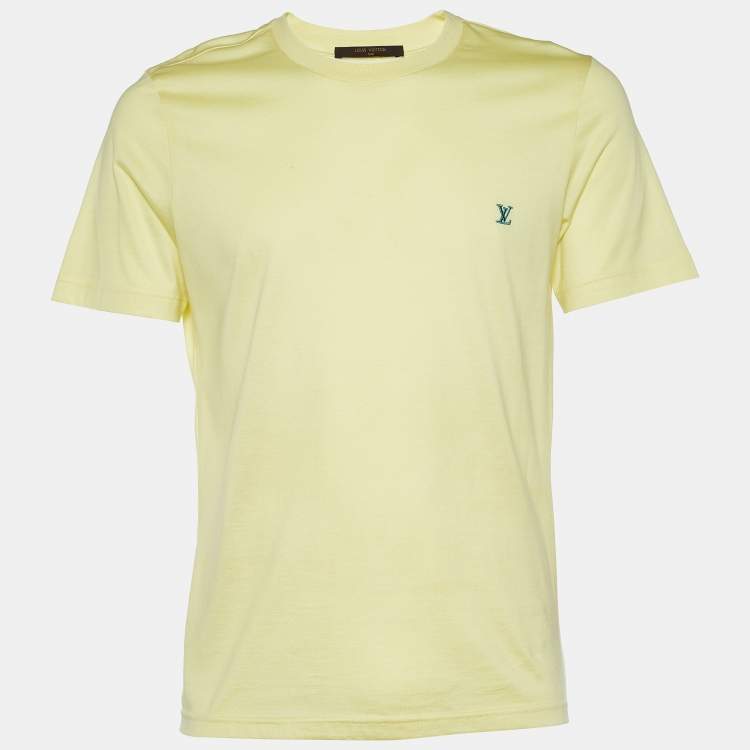 Pre Owned Louis Vuitton Pale Yellow Jersey Crew Neck T-Shirt S