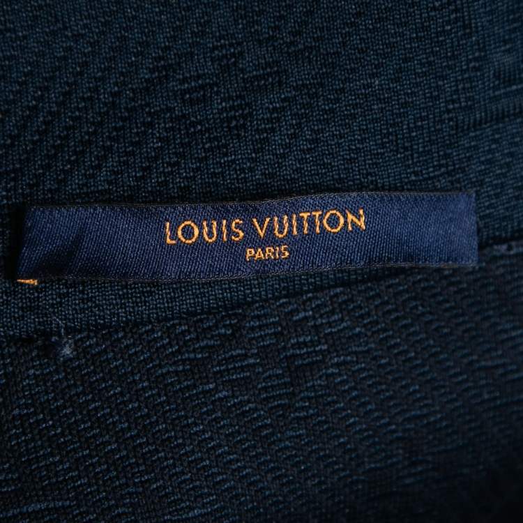 Pre Owned Louis Vuitton Navy Blue Monogram Jacquard  Zip Front Jacket XXL