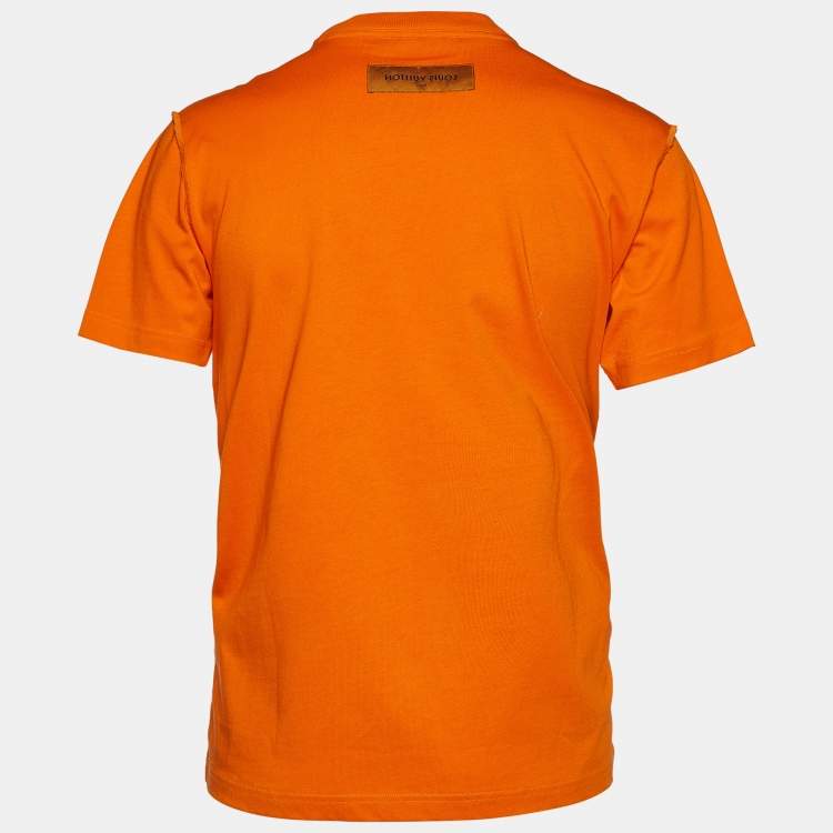 Louis Vuitton Orange Cotton 3D Pocket Detail Crewneck T-Shirt S