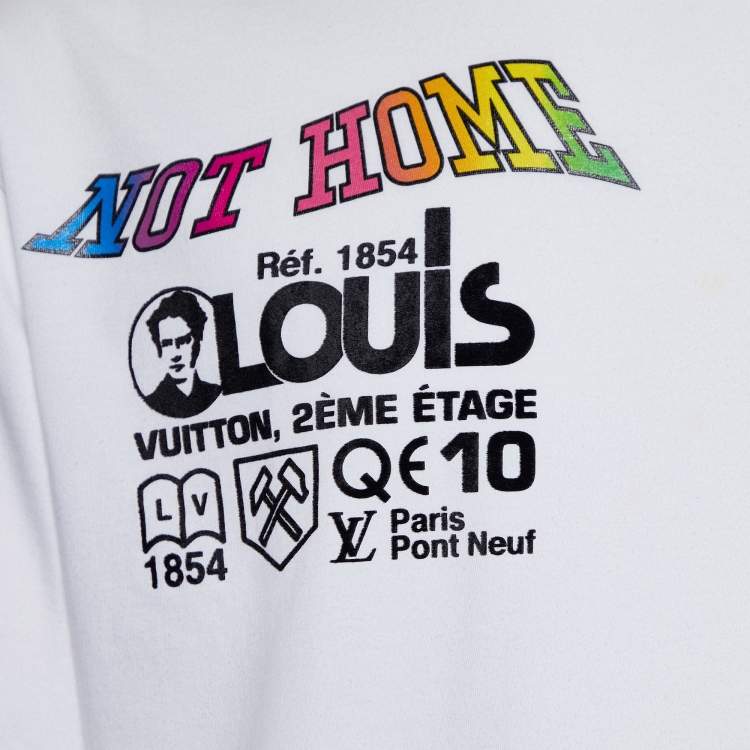 Pre Owned Louis Vuitton White Not Home Print Cotton Plain Rainbow Crew Neck T-Shirt XL