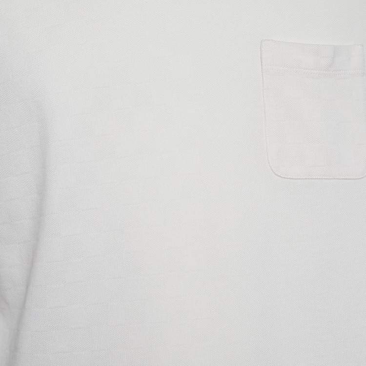 مملوكة مسبقًا Louis Vuitton Ivory Half Damier Pattern Cotton Pocket Detail T-Shirt XL