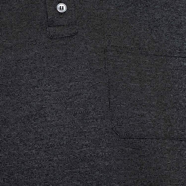 مملوكة مسبقًا Louis Vuitton Black Textured Cotton Logo Detail Polo T-Shirt XL