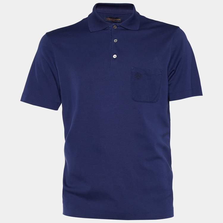 مملوكة مسبقًا Louis Vuitton Navy Blue Cotton Polo T-Shirt L