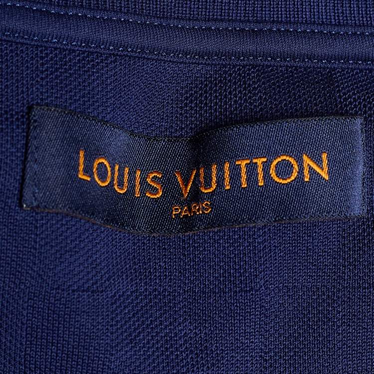 مملوكة مسبقًا Louis Vuitton Navy Blue Cotton Polo T-Shirt L