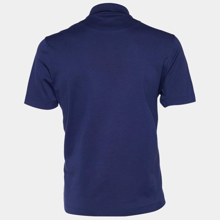 مملوكة مسبقًا Louis Vuitton Navy Blue Cotton Polo T-Shirt L