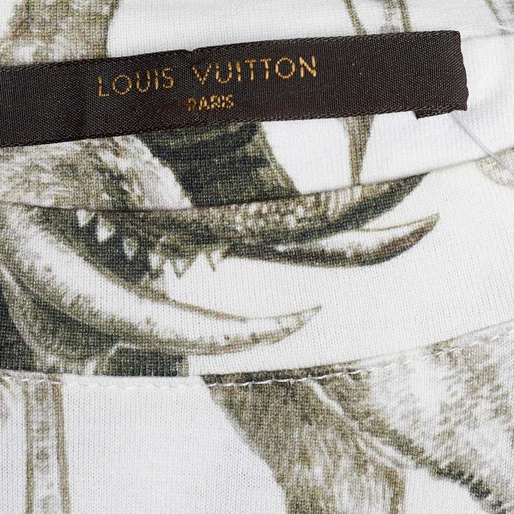 Pre Owned Louis Vuitton x Chapman Brothers Olive Green Animals Print Cotton T-Shirt L