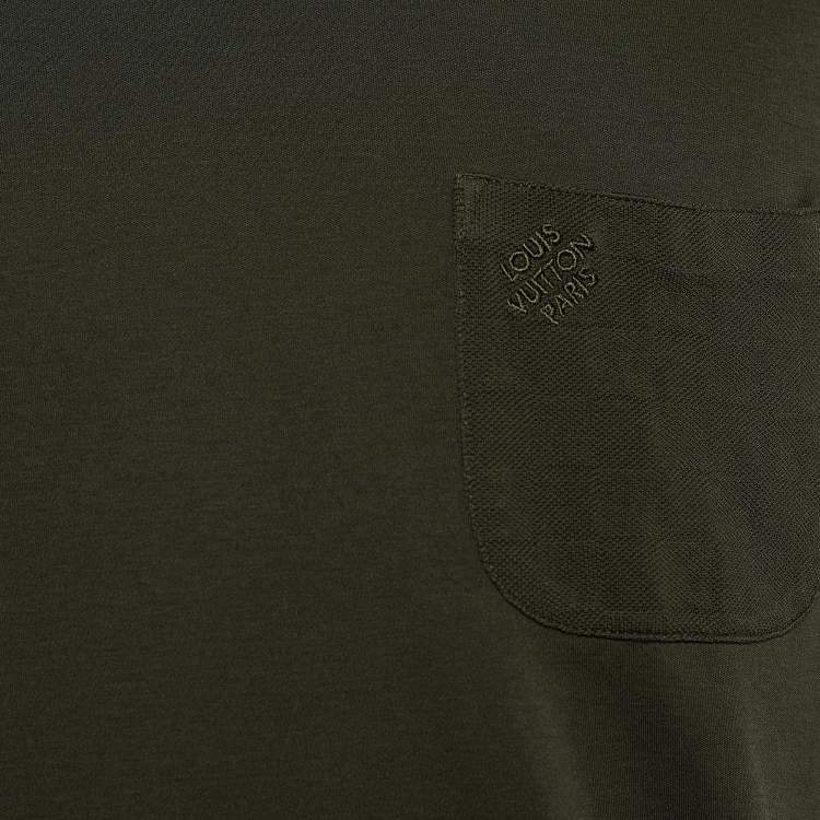 مملوكة مسبقًا Louis Vuitton Dark Green Cotton Damier Pocket Detail Crew Neck T-Shirt XL