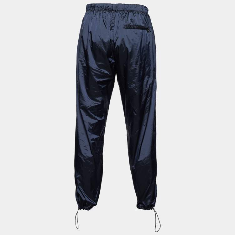 Pre Owned Louis Vuitton Navy Blue Synthetic Elasticized Cuff Joggers M / Waist: 30"