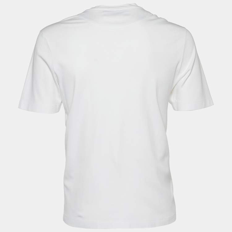 مملوكة مسبقًا Louis Vuitton White Cotton Damier Pocket Detail Crewneck T-Shirt L