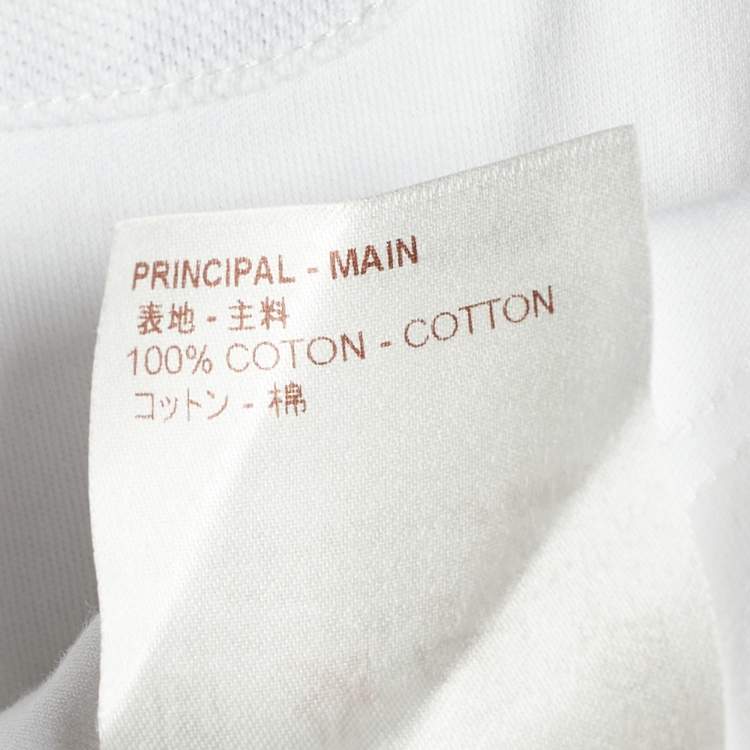 مملوكة مسبقًا Louis Vuitton White Cotton Damier Pocket Detail Crewneck T-Shirt L