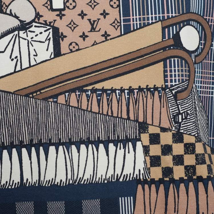 Pre Owned Louis Vuitton Blue Pret a Partir Print Jersey T-Shirt XL