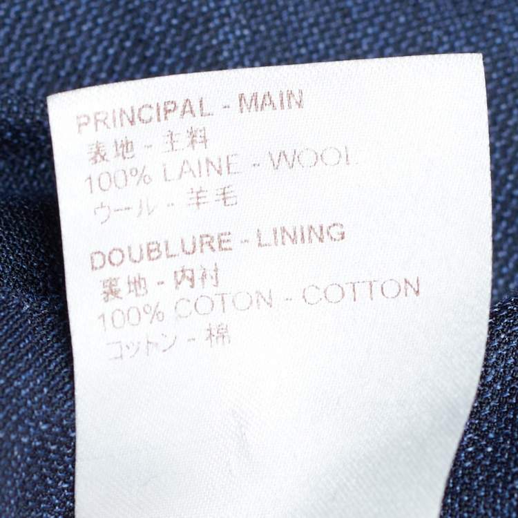 Pre Owned Louis Vuitton Navy Blue Tonal Striped Wool Trousers L/Waist: 33" 