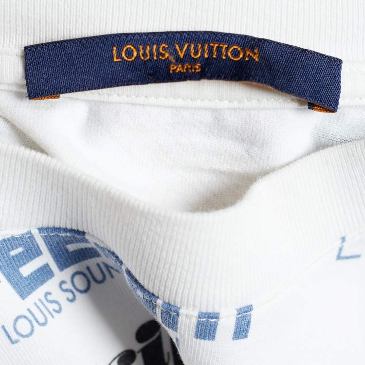 Pre Owned Louis Vuitton White Jersey All Over Logo Print Crewneck T-Shirt XL