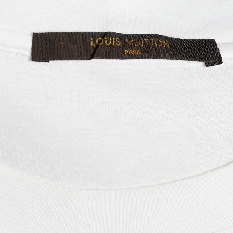 مملوكة مسبقًا Louis Vuitton White Jersey Paint Splatter Print T-Shirt XL