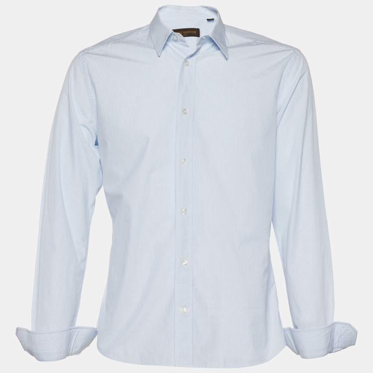 Louis Vuitton Blue Striped Cotton Long Sleeve Dress Shirt L Louis