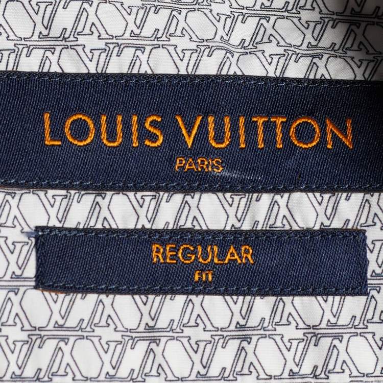 Pre Owned Louis Vuitton White Monogram Print Poplin Button Front Shirt L