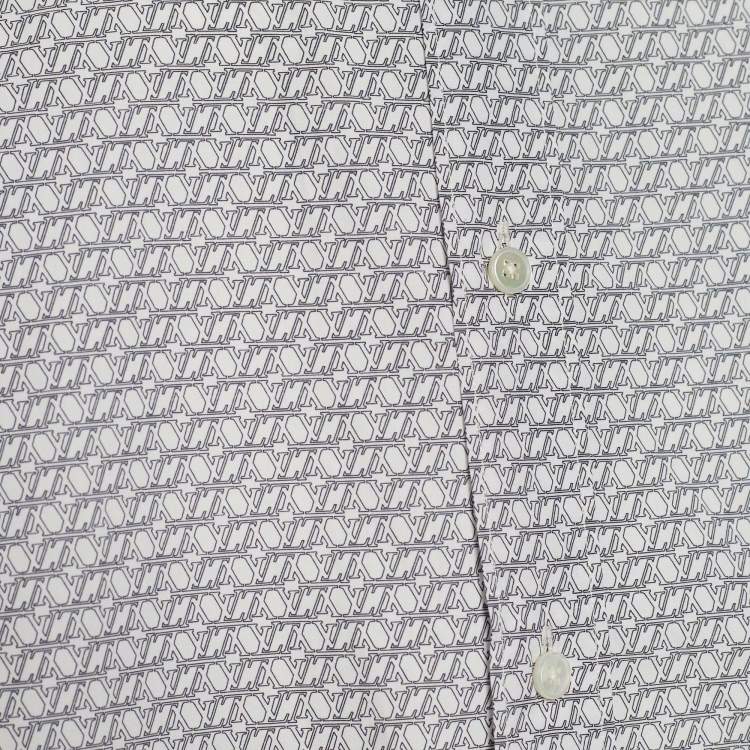 Pre Owned Louis Vuitton White Monogram Print Poplin Button Front Shirt L