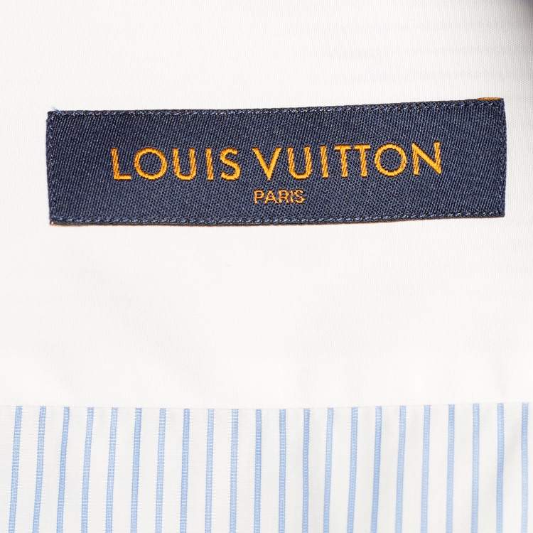 Pre Owned Louis Vuitton Blue Striped Cotton Long Sleeve Dress Shirt L
