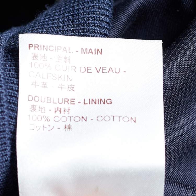 Pre Owned Louis Vuitton Navy Blue Calfskin Paneled Pullover L