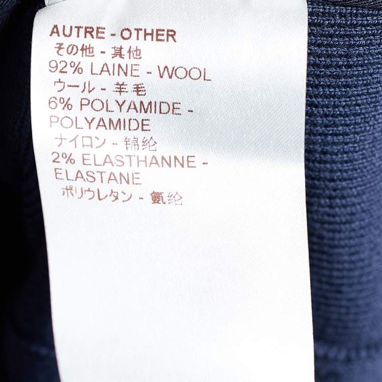 Pre Owned Louis Vuitton Navy Blue Calfskin Paneled Pullover L
