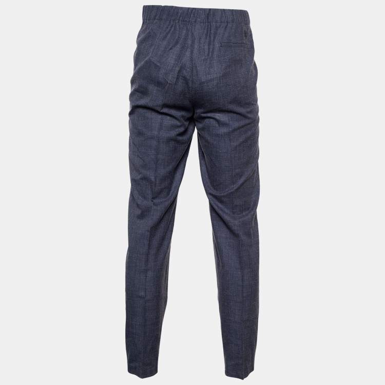 Pre Owned Louis Vuitton Indigo Wool Blend Elasticized Waist Trousers L