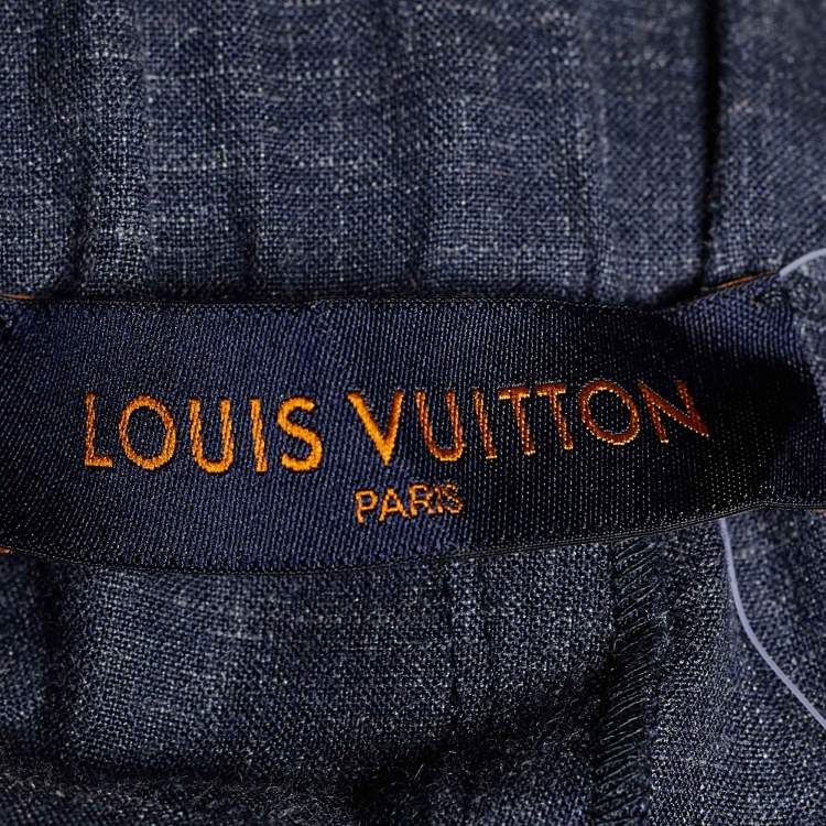 Pre Owned Louis Vuitton Indigo Wool Blend Elasticized Waist Trousers L