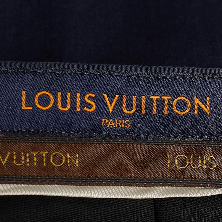 Pre Owned Louis Vuitton Navy Blue Stretch Cotton Chino Trousers XL