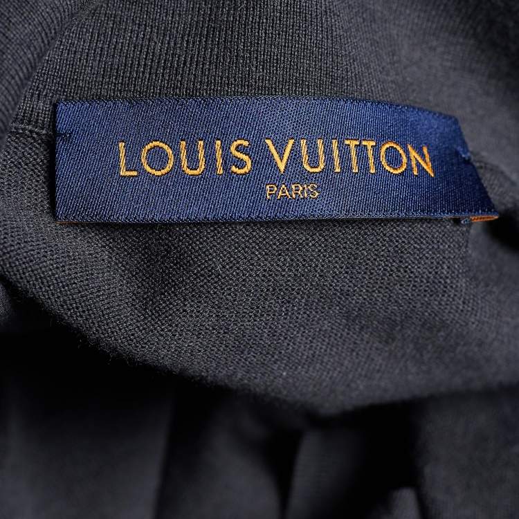 Pre Owned Louis Vuitton Charcoal Grey Pique Knit Polo T-Shirt L