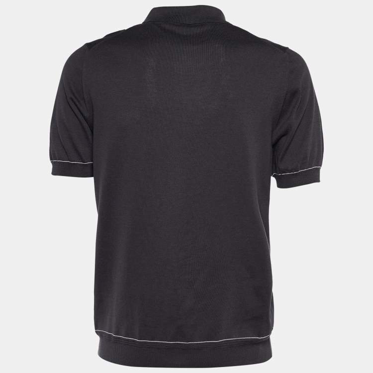 Pre Owned Louis Vuitton Charcoal Grey Pique Knit Polo T-Shirt L