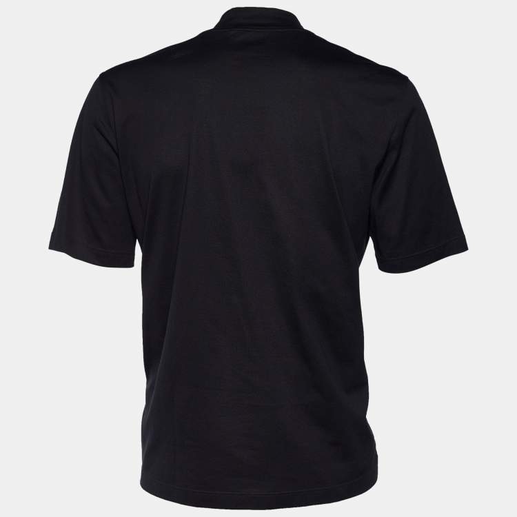 Louis Vuitton Black Cotton Logo Embroidered High Neck T-Shirt L Louis  Vuitton