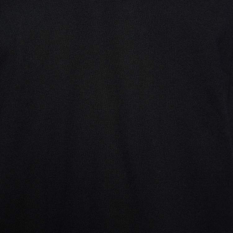 Pre Owned Louis Vuitton Black Cotton Logo Embroidered High Neck T-Shirt L