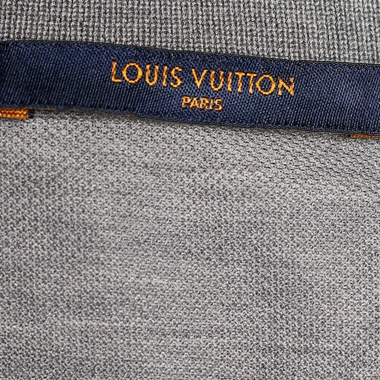 Pre Owned Louis Vuitton Grey Pique Knit Cotton Polo T-Shirt XL