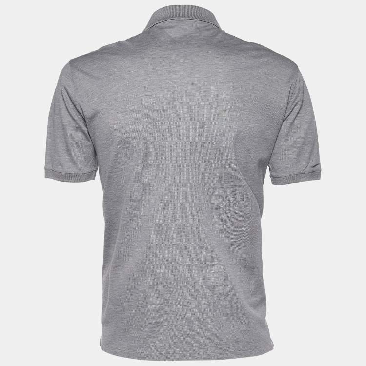 Pre Owned Louis Vuitton Grey Pique Knit Cotton Polo T-Shirt XL