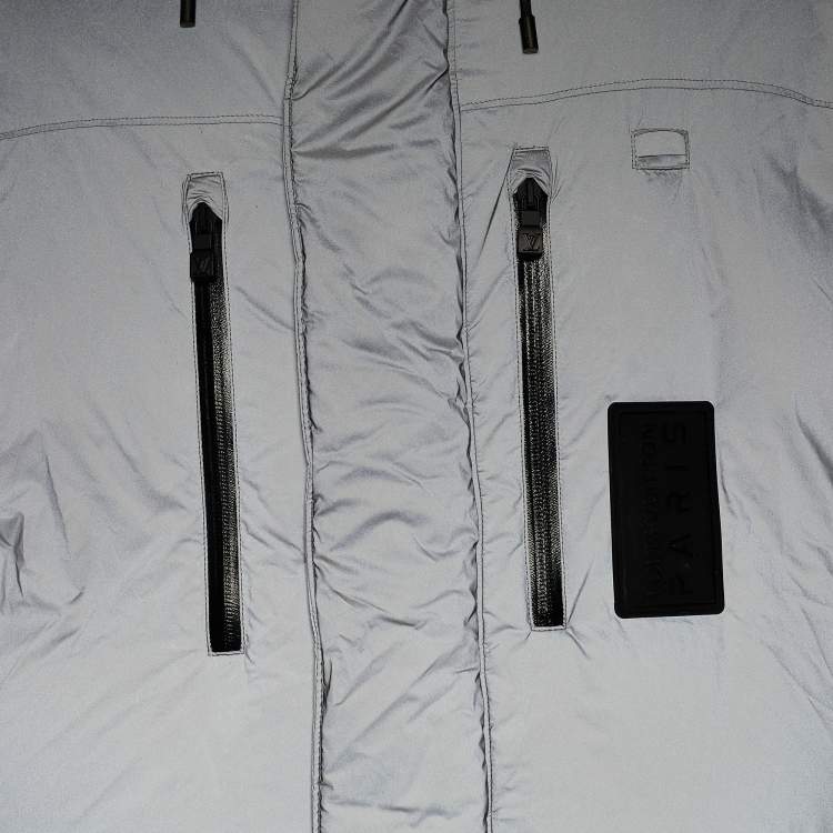 Pre Owned Louis Vuitton Grey Synthetic Quilted Patch Ski Down Jacket M
