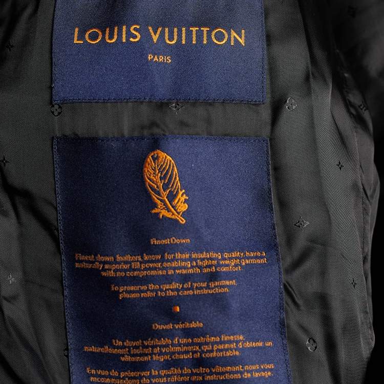 Pre Owned Louis Vuitton Grey Synthetic Quilted Patch Ski Down Jacket M