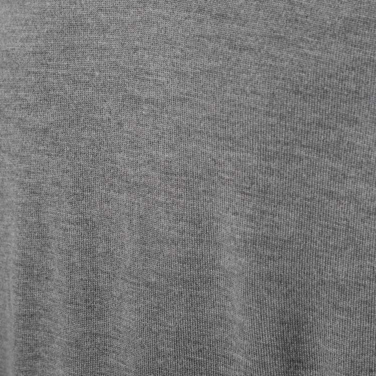 Pre Owned Louis Vuitton Grey Wool & Silk Knit Leather Patch Jumper L