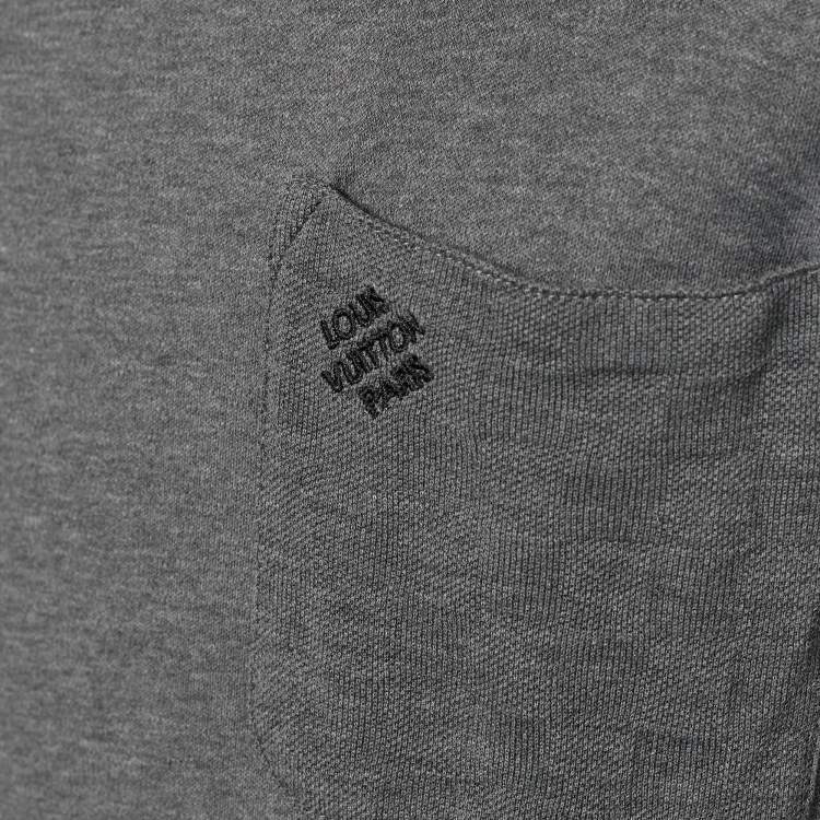 Pre Owned Louis Vuitton Grey Cotton Damier Pocket Detail Crew Neck T-Shirt L