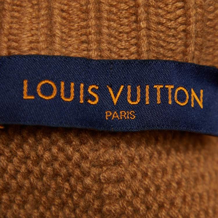 Pre Owned Louis Vuitton Brown Cashmere Vicuna Knit Peace & Love Sweatshirt XL