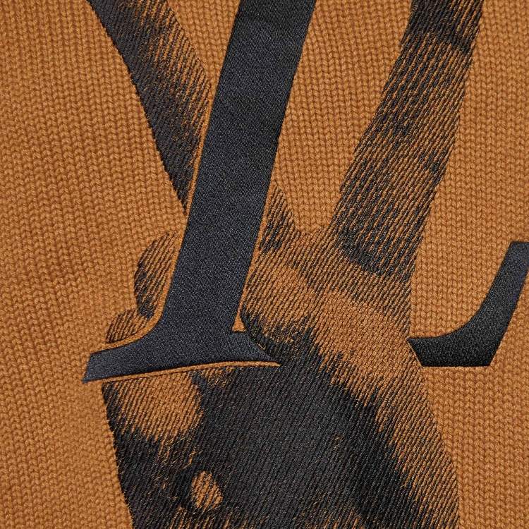 Pre Owned Louis Vuitton Brown Cashmere Vicuna Knit Peace & Love Sweatshirt XL