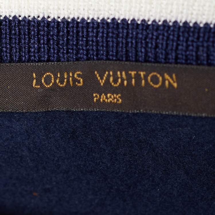 Pre Owned Louis Vuitton x Chapman Brothers Navy Blue Lion Flock Print Cotton Sweatshirt L