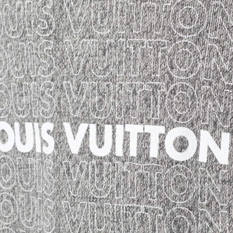 Pre Owned Louis Vuitton Grey Merci Logo Print Cashmere Blend Knit Jumper L