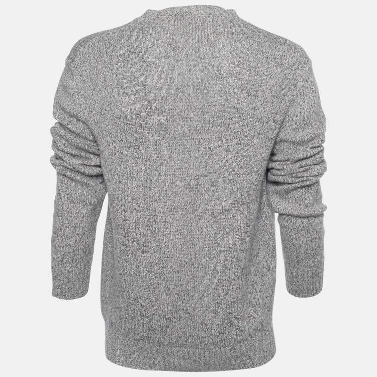 Pre Owned Louis Vuitton Grey Merci Logo Print Cashmere Blend Knit Jumper L