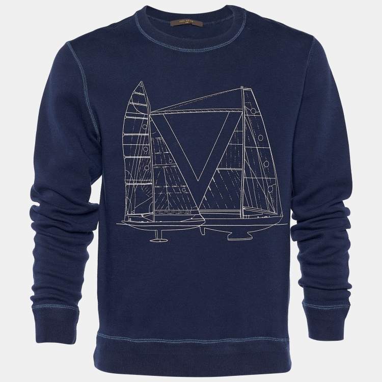 Louis Vuitton Navy Blue Sailboat Print Cotton Sweatshirt M Louis Vuitton