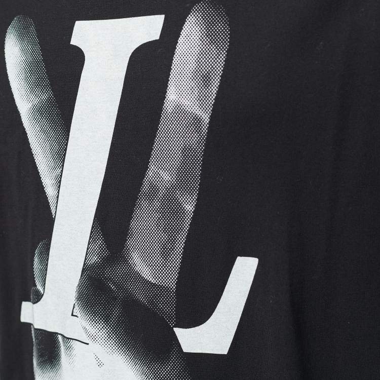 مملوكة مسبقًا Louis Vuitton Black Peace & Love Print Cotton Crew Neck T-Shirt XL