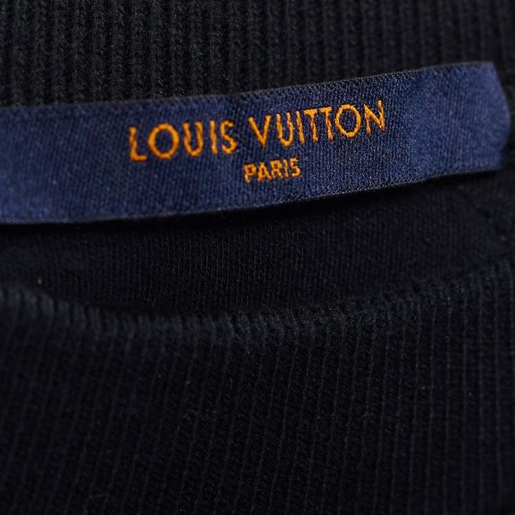 Pre Owned Louis Vuitton Black Knit Malletier Paris 1854 Print Raglan Sleeve Jumper XL